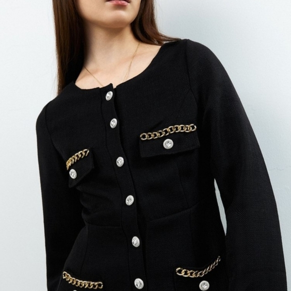 Romper,Pomelo Long Sleeves black -with golden chain and diamond buttons xxs - Picture 3 of 5